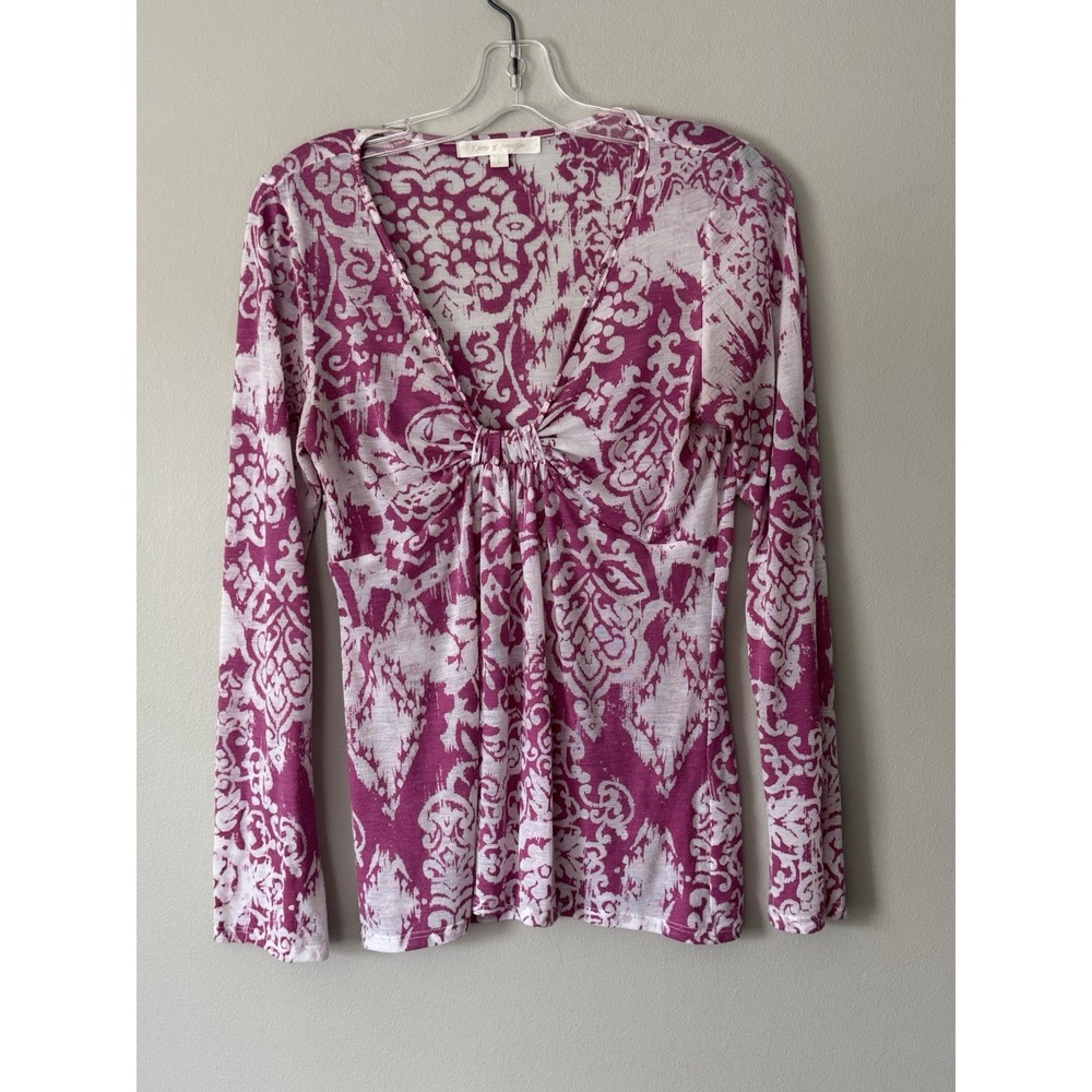 Karen Kane Gathered Front Top Pink Lightweight Size Large Stretch